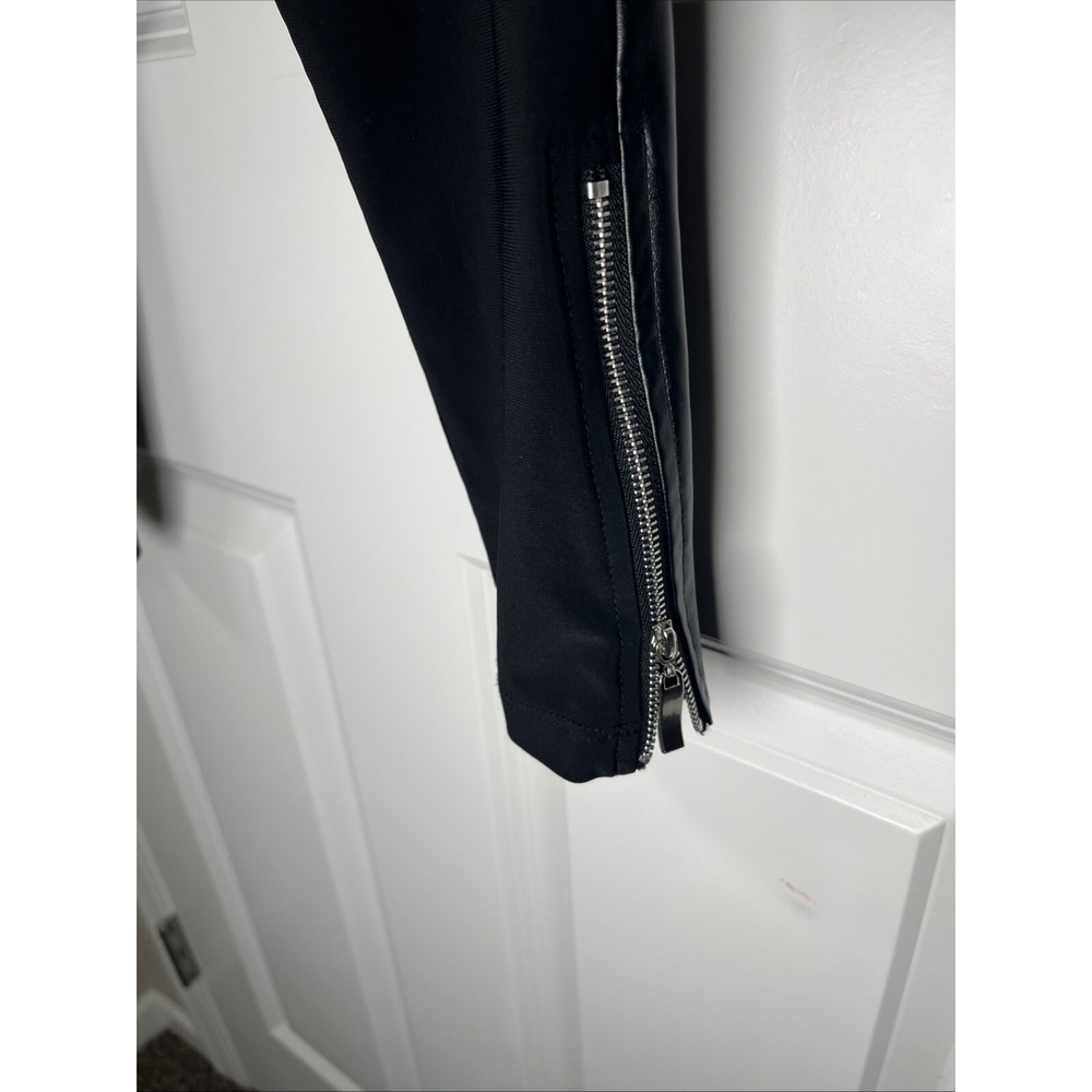 Vecceli Italy Black Sexy Stretch Pants Womens Small Vinyl‎ Sides Zipper Cuffs - Picture 3 of 10